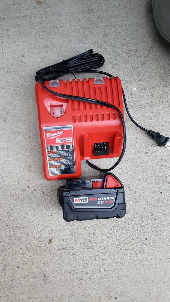 Milwaukee 18v Charger And Battery 5.0 Ah Brand New 