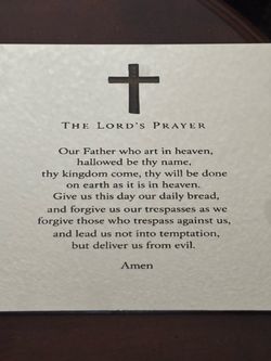 The Lord's Prayer on Acrylic glass with stand