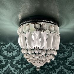 Vintage 1920’s French Empire Cut Crystal Flush Mount Pendant/chandelier