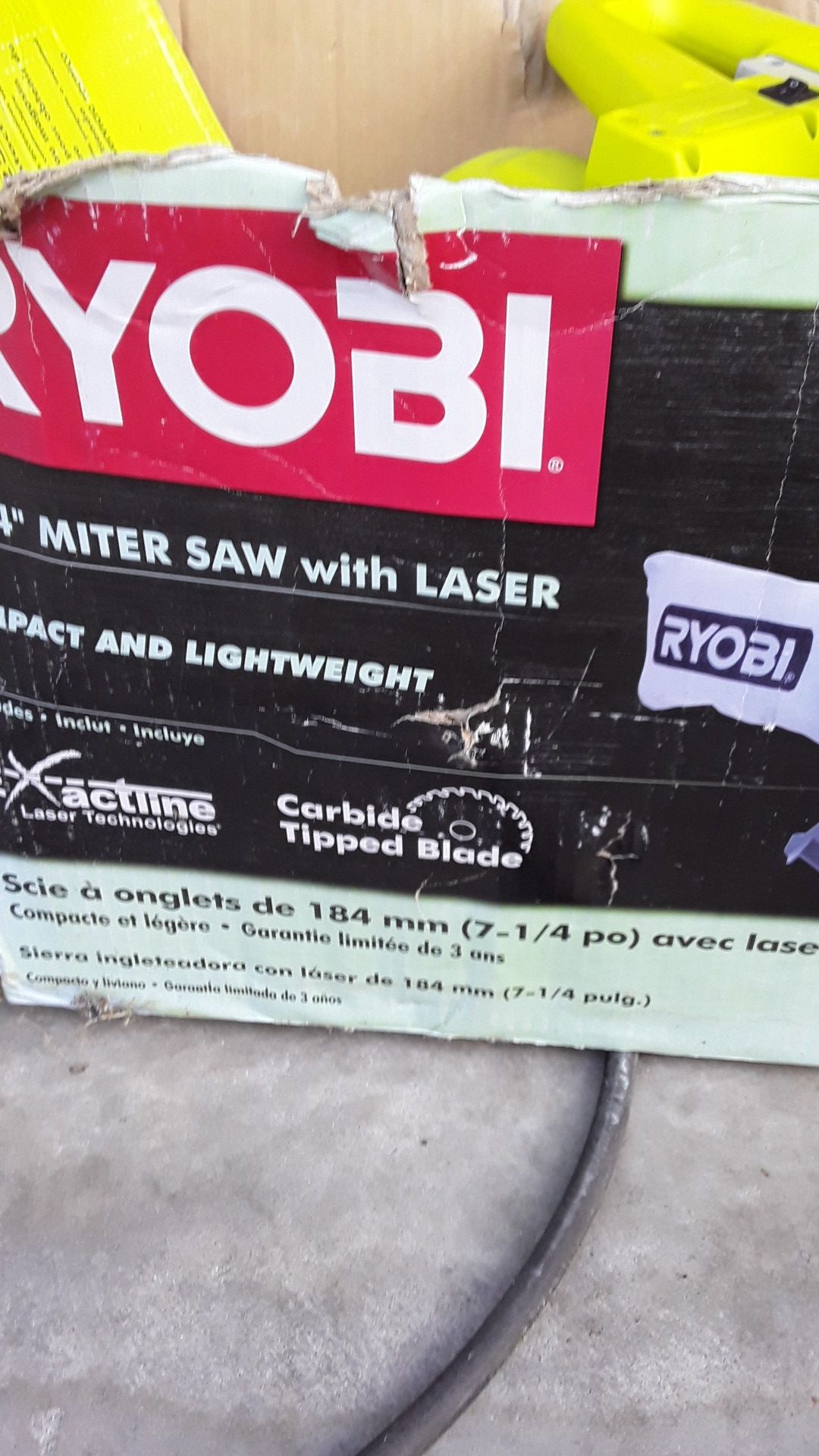 Ryobi 7-1/4 miter saw with laser