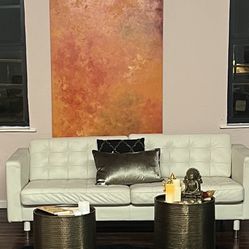 White Leather Leather Sofa 