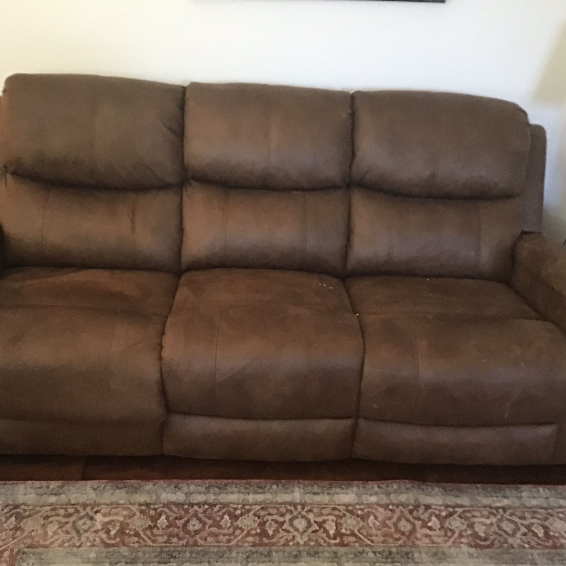 Microfiber Brown Loveseat And Sofa
