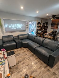 Navy blue sectional couch