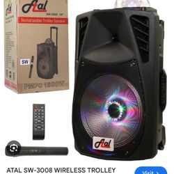 ATAL RECHARGEABLE TROLLEY SPEAKER With Microphone For Karaoke And Bluetooth. To Connect You Cell 