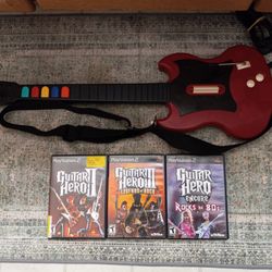 Ps2 Playstation 2 Guitar Hero Controller And Games