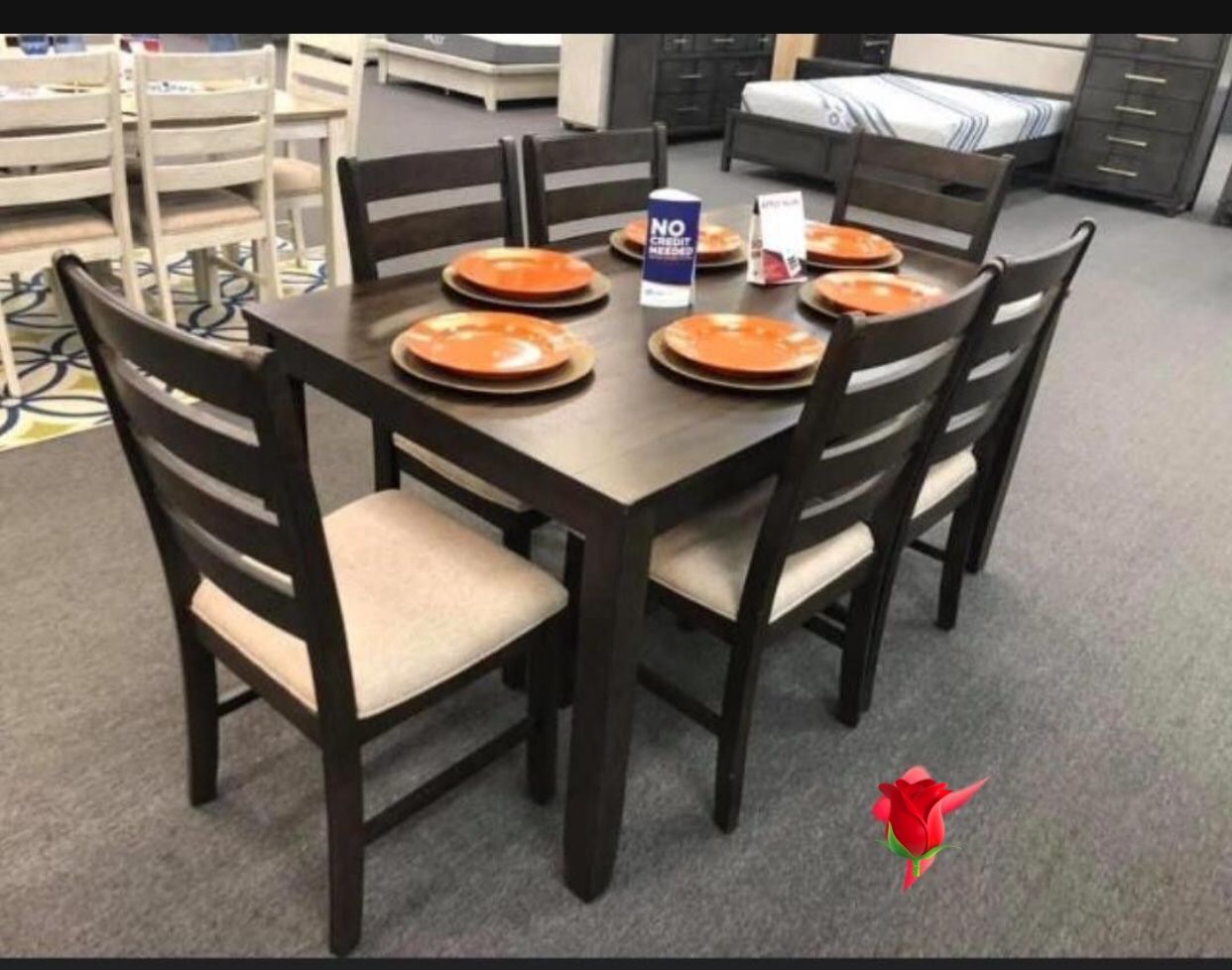 Rokane Kitchen Table And Chairs 🟤 Brand New 👈 Dining Room 💥 Delivery Available💯
