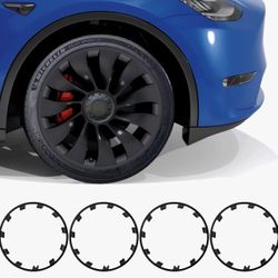 Tesla Rim Protector Model Y 21 inch|Fit 21 Inch Überturbine Wheel Covers 2020–2024|Doen't Fit Juniper|ABS Trim Rings for Curb Rush Prevention Matte Bl