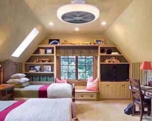 Ceiling Fan with Lights Low Profile Modern Small Ceiling Fans with LED Lights and Remote Control for Bedroom, Wihte Flush Mount Enclosed Ceiling Light