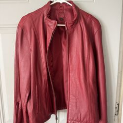 Wilson Women’s Leather Jacket - Red Leather - Size XXL