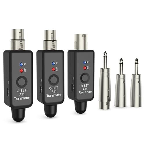 INGPARTNER A11 2.4GHz Wireless Microphone Transmitter Receiver 4 Channels Plug-on XLR Mic Adapter Wireless Mic System for Dynamic/Condenser Mics, Audi