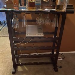 Small Wine And Glass Wooden Bar  