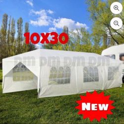 10'x 30' White Gazebo Wedding Party Tent Canopy With 6 Windows & 2 Sidewalls-8