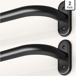 2 Pack Wrap Around Curtain Rods Black, Blackout Heavy Duty Curtain Pole for Windows 48 to 84 Inch, 1" Decorative Room Darkening Curved Modern Drapery 