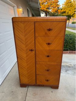 Vintage Art Deco Waterfall Cedar Wardrobe Dresser – Dovetail Drawers