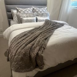 Modern Queen Bed Frame with Mattress & Box Spring – Excellent Condition $350