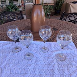 Frosted Gold Rim Wine Glasses 