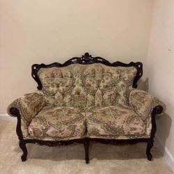 Vintage Floral Wooden Sofa Chair Love Seat