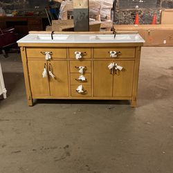 60 Inch Marble Top Vanity Double Sink