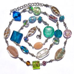 💕 Vintage fire-blown glass necklace