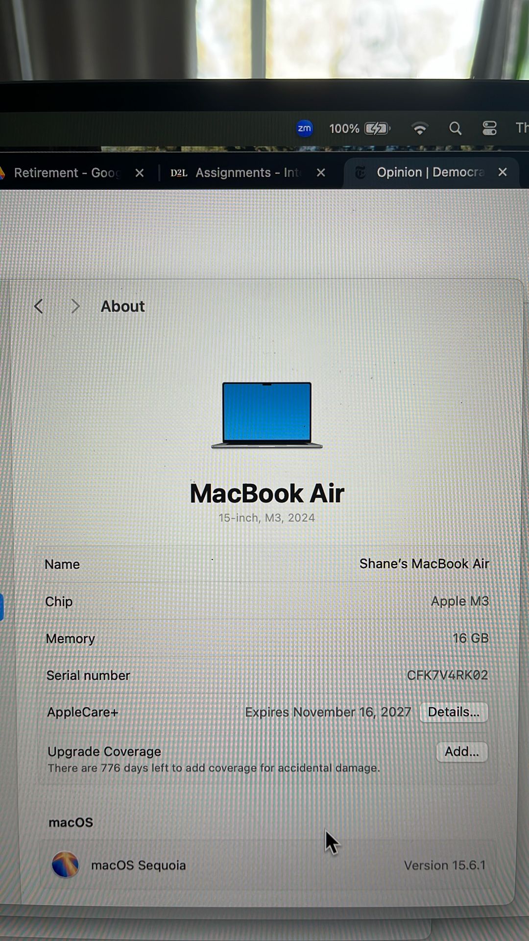 apple mac book air - M3 (16GB) 15inch