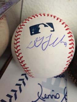 DJ LeMahieu autographed baseball