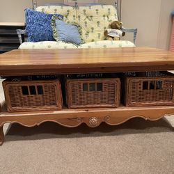 Coffee Table With 3 Baskets