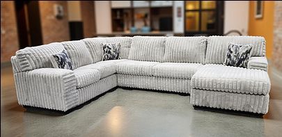 Grey Corduroy Fabric Sectional