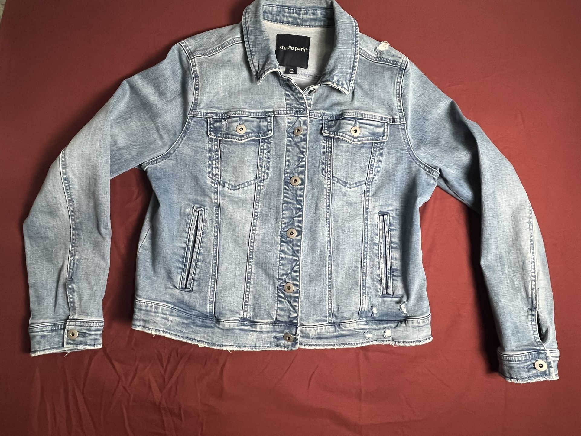 Studio Park Classic Casual Minimalist Women Blue Jean Jacket (M)