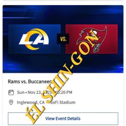  Rams vs Buccaneers 4 Tickets  11/23/25 Seats In Section 534 Row 2 $120 EACH 