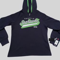 Seattle Seahawks vintage 2000’s navy blue and neon green women’s hoodie sweatshirt  Size Small