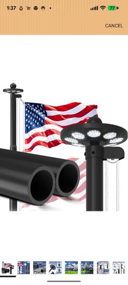 Upgraded 10 Gauge 20FT Heavy Duty Flag Pole Kit with 136 LED Solar Light, Extra Thick Flagpole for Outside House in Ground 