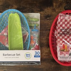 NEW Outdoor BBQ Picnic Baskets Corn Holders Condiment Bottles and Liners Family Fun just $7 for All