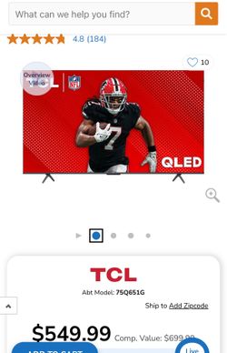 75” TCL QLED Television