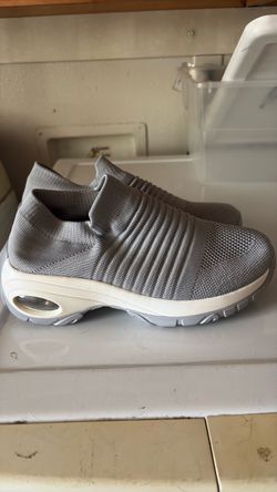 Gray Knit Slip-On Sneakers