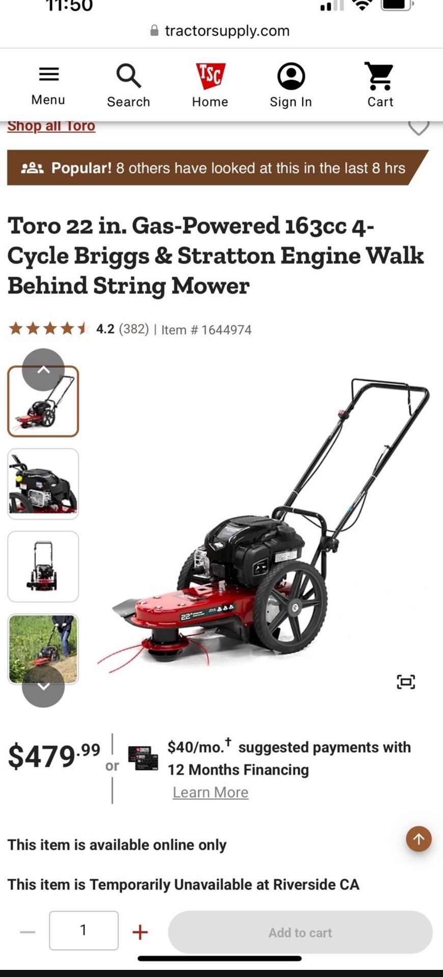 Toro Walk Behind Stung Mowers