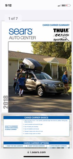 Sears Sears X-Cargo Sport 20 rooftop cargo carrier.