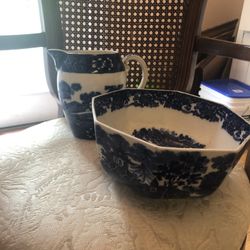 Antique English  Blue And White China