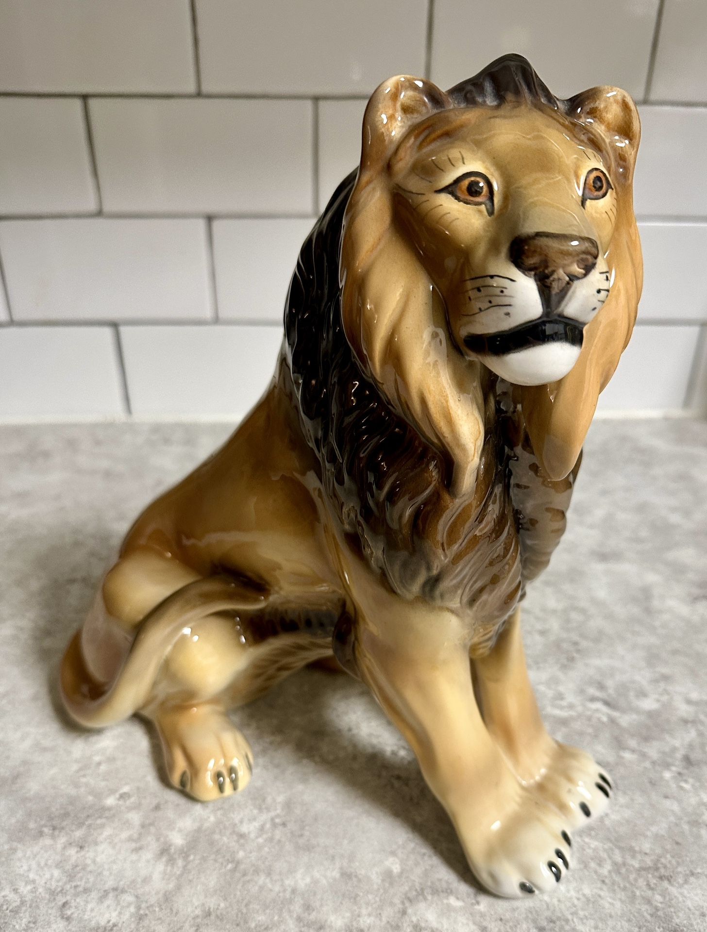 Rare Vintage Italian Ceramic Lion