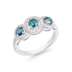 1.21 CTW Natural Diamond 14K White Gold Ring with Natural Colored Diamonds, I1-I2, H-I