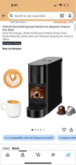 CHULUX RectoCafé Nespresso Pod Espresso Machine Black