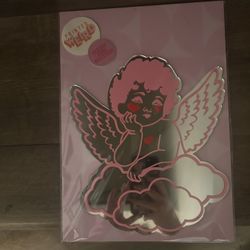 Printed Weird Cherub Mirror in Pink