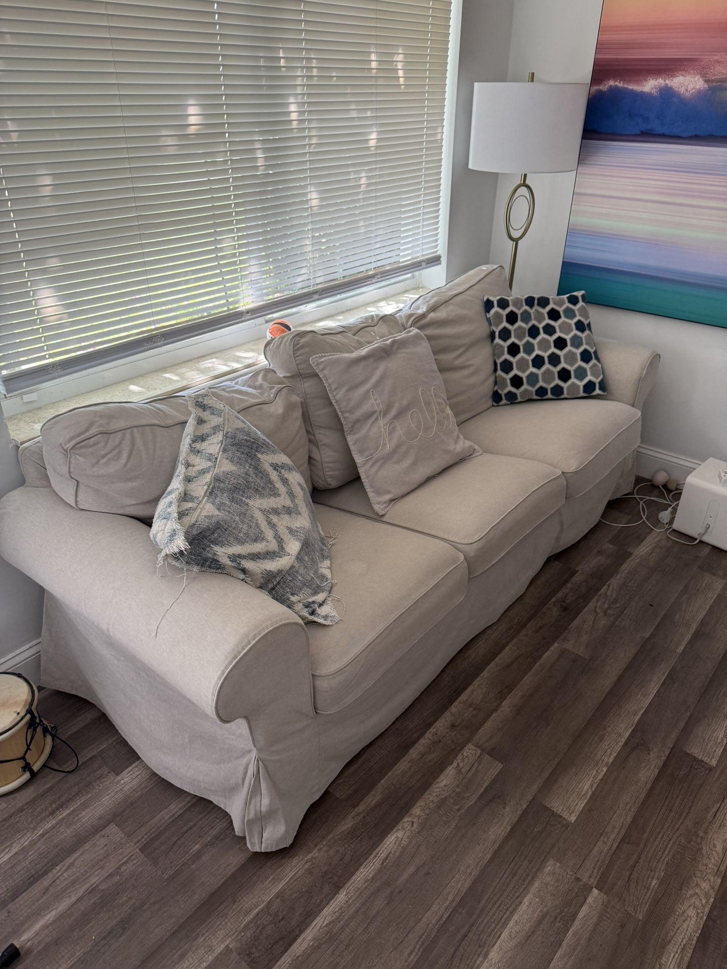 Couch Beige With Pillows