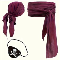 Halloween 3pcs Pirate Costume accessories 💀☠️🏴☠️