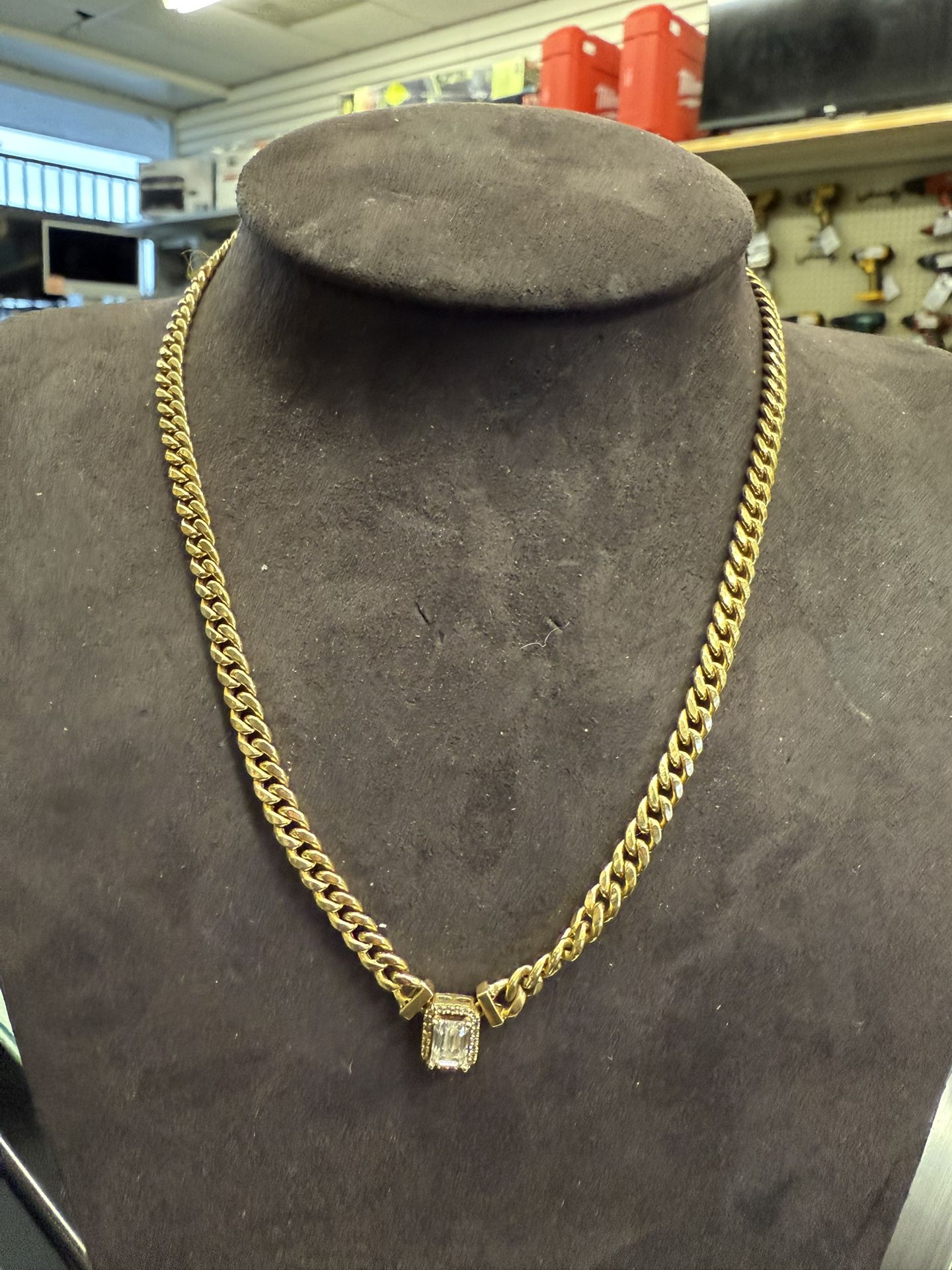 18KT Cuban Link W/ Synthetic Stone 41462-1