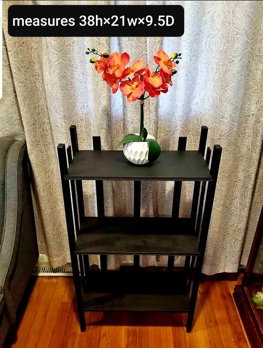 Black wooden shelving