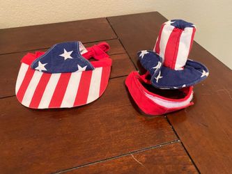 July 4th patriotic dog top hat and visor