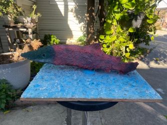 Handmade Paper Mache Salmon Sculpture