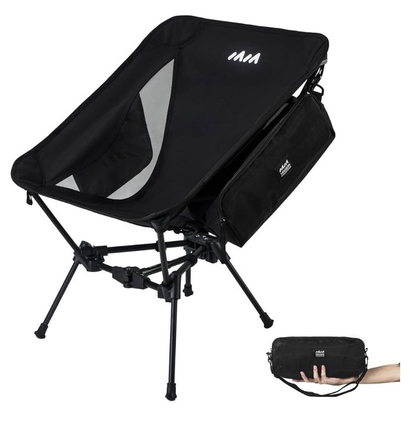 Black Portable Camping Chair, Lightweight Foldable Chair,