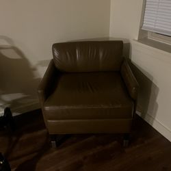 2 Plush Brown Leather Chairs 