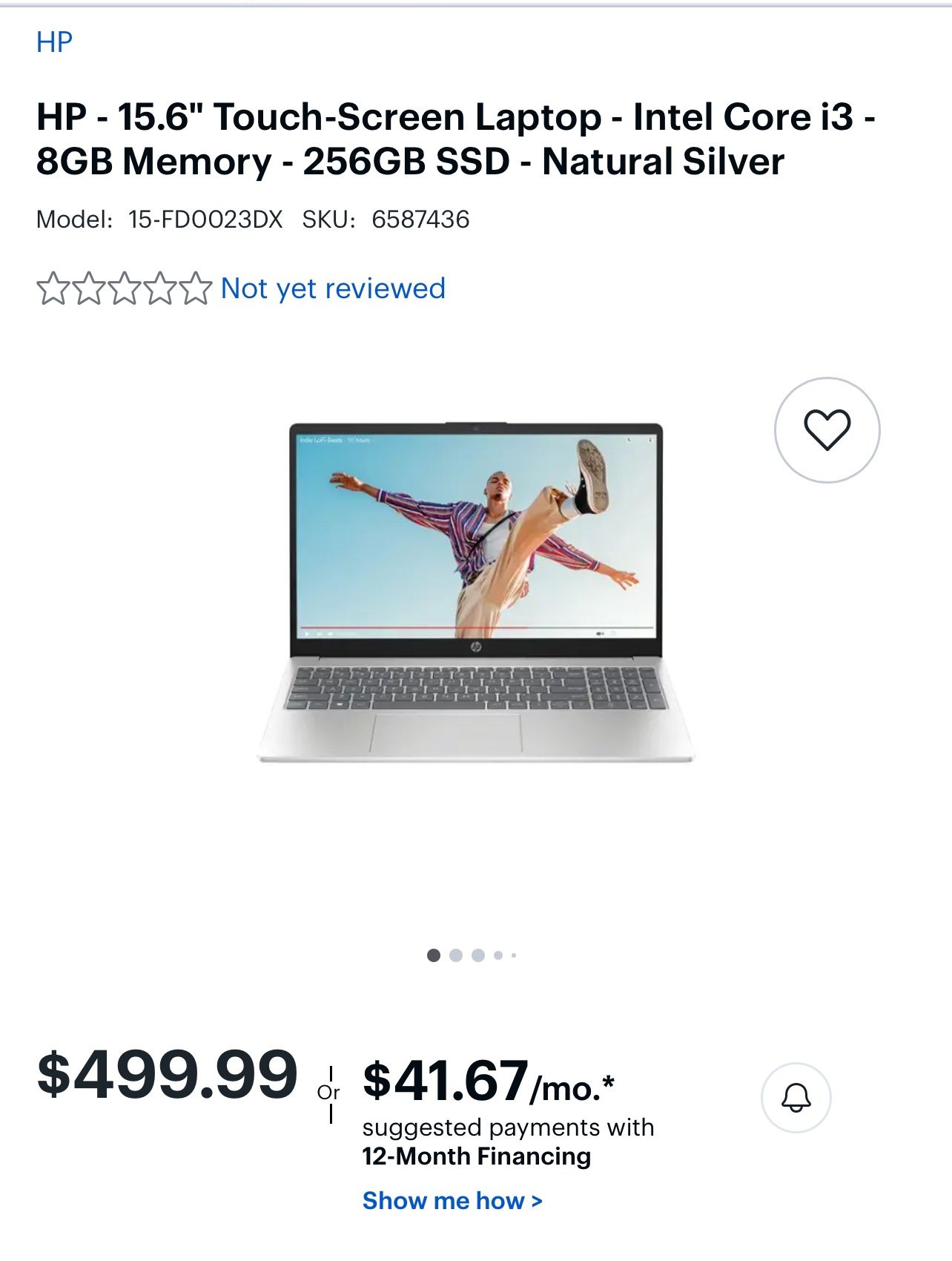 15.6in HP Touchscreen Laptop